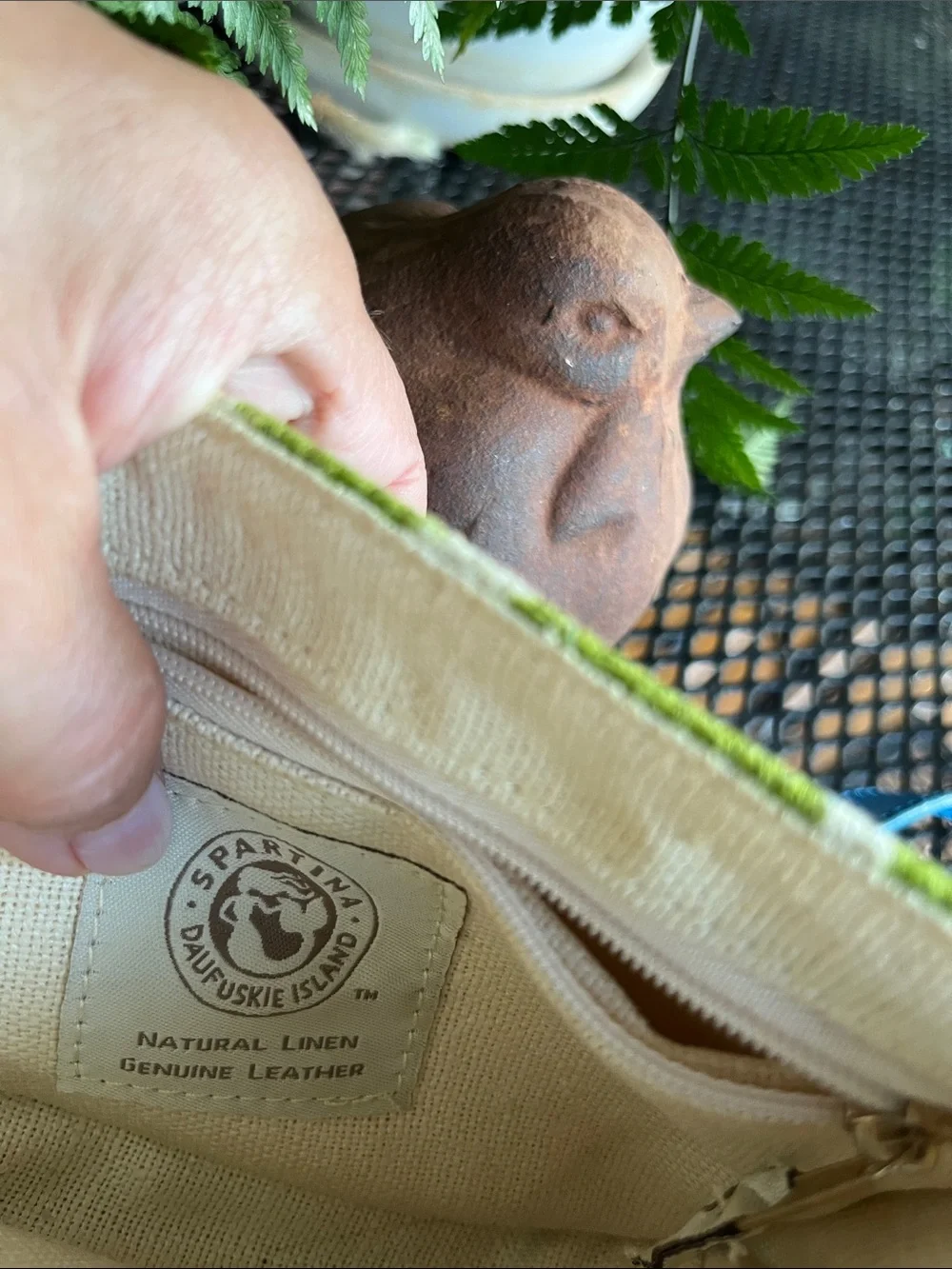 Spartina 449 Navy, Bright Blue & Lime Green Crossbody Leather and Linen